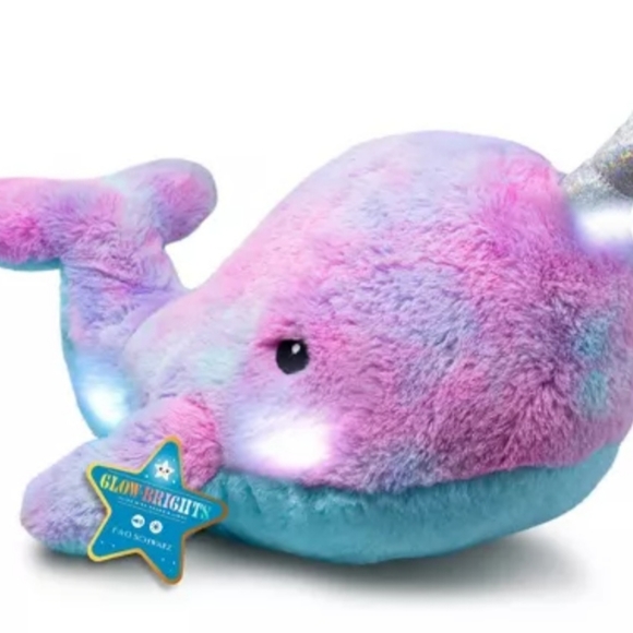 FAO Schwarz Glow Brights 17" Narwhal w/ Lights & Sound. Brand New with Tags. - Picture 6 of 14